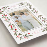 "Poinsettia + Pine" - Holiday Cards in Mistletoe by Wildfield Paper Co - Detail