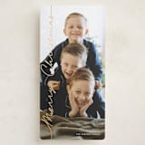 "Side Script" - Foil-Pressed Tall Holiday Cards in Sugar by Kaydi Bishop - Front