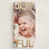 "Joyful" - Foil-Pressed Tall Holiday Cards in Snow by Stacy Maalouf - Front