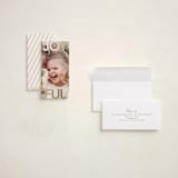"Joyful" - Foil-Pressed Tall Holiday Cards in Snow by Stacy Maalouf - Assembled