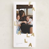 "Fa la la la" - Foil-Pressed Tall Holiday Cards in Snow by Sumak Studio - Front