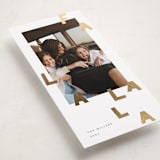 "Fa la la la" - Foil-Pressed Tall Holiday Cards in Snow by Sumak Studio - Detail