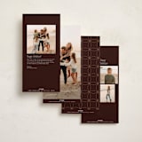 "Gilded Glam" - Foil-Pressed Tall Holiday Cards in Merlot by Chryssi Tsoupanarias - Back of Card Options
