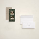 "Dotted" - Foil-Pressed Tall Holiday Cards in Wreath by Kristin Oliversen - Assembled