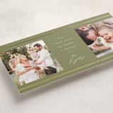 "Double Bands" - Foil-Pressed Tall Holiday Cards in Sage by Melanie Kosuge - Detail