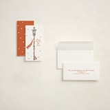 "Reverbere" - Foil-Pressed Tall Holiday Cards in Spice by Gwen Bedat - Assembled