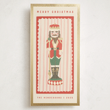 "Gilded Nutcracker" - Foil-Pressed Tall Holiday Cards in Poinsettia by Teju Reval - Front