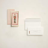 "Gilded Nutcracker" - Foil-Pressed Tall Holiday Cards in Poinsettia by Teju Reval - Assembled