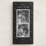 "New Year Confetti" - Foil-Pressed Tall Holiday Cards in Noir by Emily Sabol Goss - Front
