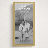"Shimmer" - Foil-Pressed Tall Holiday Cards in Goldenrod by Morgan Kendall - Front