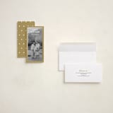 "Shimmer" - Foil-Pressed Tall Holiday Cards in Goldenrod by Morgan Kendall - Assembled