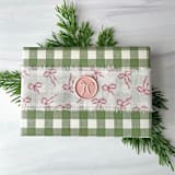 "Bow 2" Cotton Ribbon and Wax Seal Set" - Holiday Gift Wrap Embellishments in pink by Honey Silks Co