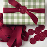 "Burgundy Ribbon and Wax Seal Set" - Holiday Gift Wrap Embellishments in red by Honey Silks Co