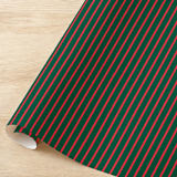 "Hunter Green and Red French Stripe Gift Wrap, Set of 5 Sheets" - Holiday Gift Wrap in green by Liesel Anne