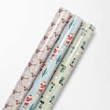 "Western Christmas Wrapping Paper Set" - Holiday Gift Wrap in beige by tara berg
