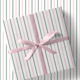 "Blush and Sage Green French Stripe Gift Wrap, Set of 5 Sheets" - Holiday Gift Wrap in multicolor by Liesel Anne