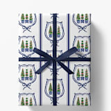 "Topiary Trio Christmas Gift Wrap, Set of 5 Sheets" - Holiday Gift Wrap in blue by Liesel Anne