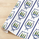 "Topiary Trio Christmas Gift Wrap, Set of 5 Sheets" - Holiday Gift Wrap in blue by Liesel Anne