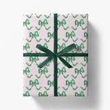 "Pink and Green Bows Gift Wrap [Roll of 3 Sheets]" - Holiday Gift Wrap in pink by Liesel Anne