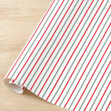 "Red and Sage Green French Stripe Gift Wrap, Set of 5 Sheets" - Holiday Gift Wrap in multicolor by Liesel Anne
