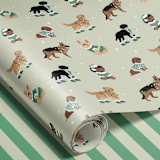 "Holiday Dogs Wrapping Paper" - Holiday Gift Wrap in green by tara berg