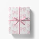 "Striped Pink Bows Gift Wrap [Set of 3 Sheets]" - Holiday Gift Wrap in pink by Liesel Anne
