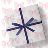"Striped Pink Bows Gift Wrap [Set of 3 Sheets]" - Holiday Gift Wrap in pink by Liesel Anne