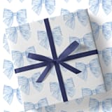 "Striped Blue Bows Gift Wrap [Set of 3 Sheets]" - Holiday Gift Wrap in blue by Liesel Anne