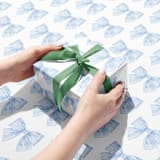 "Striped Blue Bows Gift Wrap [Set of 3 Sheets]" - Holiday Gift Wrap in blue by Liesel Anne