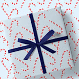 "Candy Cane Light Blue Christmas Gift Wrap, Set of 5 Sheets" - Holiday Gift Wrap in blue by Liesel Anne