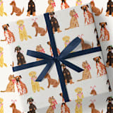 "Dog Lovers Christmas Holiday Gift Wrap [Rolls of 3 Sheets]" - Holiday Gift Wrap in multicolor by Liesel Anne