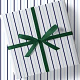 "Blue and White Stripe Gift Wrap [Roll of 3 Sheets]" - Holiday Gift Wrap in blue by Liesel Anne