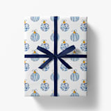 "Blue Chinoiserie Ornaments Holiday Gift Wrap [Roll of 3 Sheets]" - Holiday Gift Wrap in blue by Liesel Anne