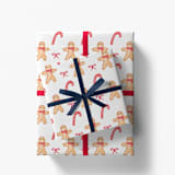 "Gingerbread Candy Cane Christmas Gift Wrap, Set of 5 Sheets" - Holiday Gift Wrap in red by Liesel Anne