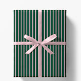 "Hunter Green and Blush French Stripe Gift Wrap, Set of 5 Sheets" - Holiday Gift Wrap in green by Liesel Anne