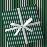"Hunter Green and Blush French Stripe Gift Wrap, Set of 5 Sheets" - Holiday Gift Wrap in green by Liesel Anne