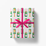 "Champagne Bottle Gift Wrap (Set of 3 Sheets)" - Holiday Gift Wrap in white by Liesel Anne