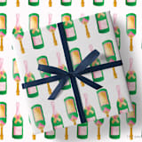 "Champagne Bottle Gift Wrap (Set of 3 Sheets)" - Holiday Gift Wrap in white by Liesel Anne
