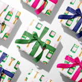 "Champagne Bottle Gift Wrap (Set of 3 Sheets)" - Holiday Gift Wrap in white by Liesel Anne