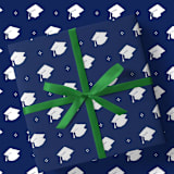 "Navy Graduation Gift Wrap [Set of 3 Sheets]" - Holiday Gift Wrap in blue by Liesel Anne