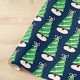 "Pink Gingham Christmas Tree Gift Wrap" - Holiday Gift Wrap in blue by Liesel Anne