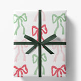 "Red, Pink and Green Christmas Bows Gift Wrap, Set of 5 Sheets" - Holiday Gift Wrap in multicolor by Liesel Anne