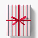"Red and Navy French Stripe Gift Wrap, Set of 5 Sheets" - Holiday Gift Wrap in multicolor by Liesel Anne