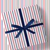 "Red and Navy French Stripe Gift Wrap, Set of 5 Sheets" - Holiday Gift Wrap in multicolor by Liesel Anne