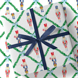 "Nutcracker Trellis Christmas Holiday Gift Wrap [Roll of 3 Sheets]" - Holiday Gift Wrap in multicolor by Liesel Anne