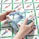 "Nutcracker Trellis Christmas Holiday Gift Wrap [Roll of 3 Sheets]" - Holiday Gift Wrap in multicolor by Liesel Anne