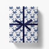 "Blue and White Bow Gift Wrap [Roll of 3 Sheets]" - Holiday Gift Wrap in blue by Liesel Anne