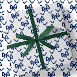 "Blue and White Bow Gift Wrap [Roll of 3 Sheets]" - Holiday Gift Wrap in blue by Liesel Anne