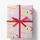 "Vintage Santa Mug Christmas Gift Wrap, Set of 5 Sheets" - Holiday Gift Wrap in pink by Liesel Anne