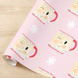 "Vintage Santa Mug Christmas Gift Wrap, Set of 5 Sheets" - Holiday Gift Wrap in pink by Liesel Anne